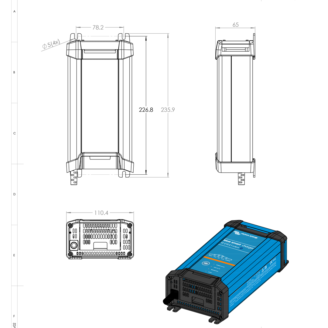 ip22 battery charger dimensions