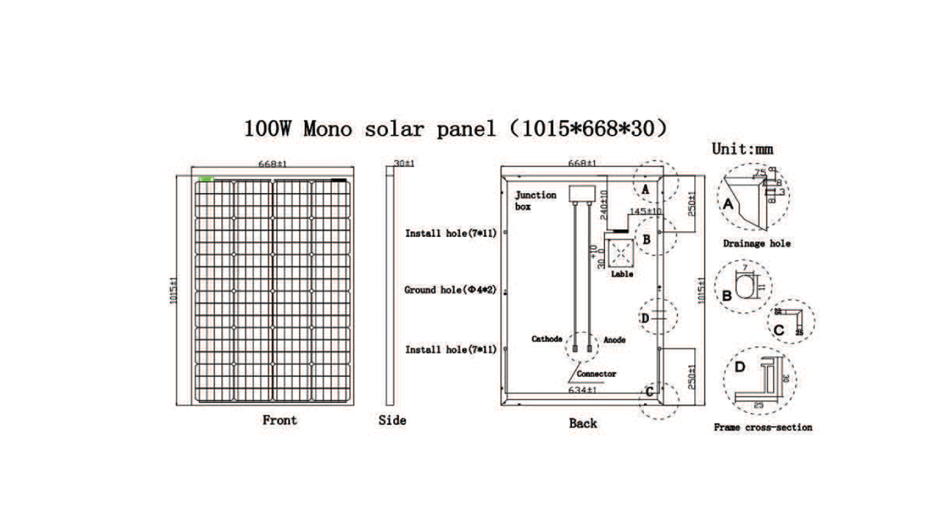 ufx100mm technical drawing